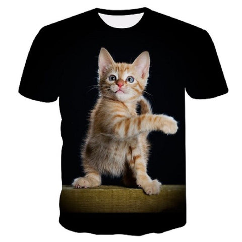 3D Cute Cat T-shirt Women