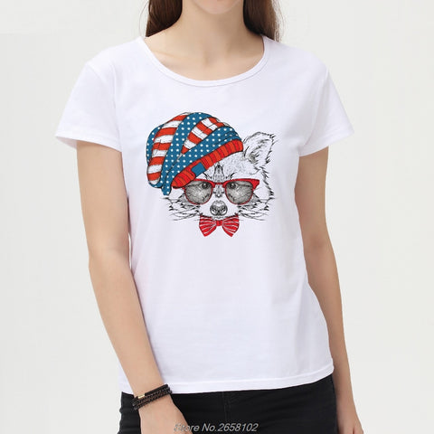 Flag Cap Raccoon/Owl/Wolf  Women T Shirt