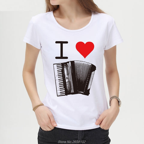 Accordion Love Design Girls T Shirts