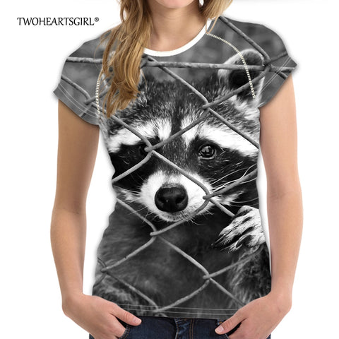 Cute Printing Raccoon Women T-shirt