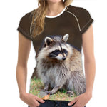 Cute Printing Raccoon Women T-shirt