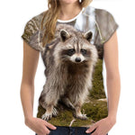 Cute Printing Raccoon Women T-shirt