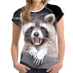Cute Printing Raccoon Women T-shirt