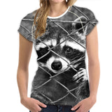 Cute Printing Raccoon Women T-shirt