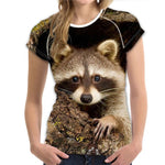 Cute Printing Raccoon Women T-shirt
