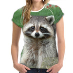 Cute Printing Raccoon Women T-shirt