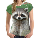 Cute Printing Raccoon Women T-shirt