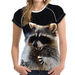 Cute Printing Raccoon Women T-shirt