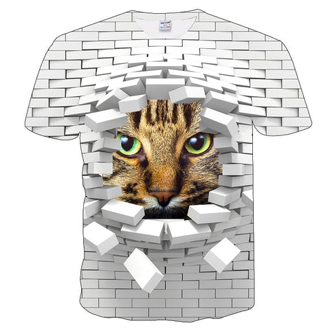 Cool 3d Cat Print T-shirts