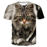Cool 3d Cat Print T-shirts