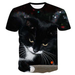 Cool 3d Cat Print T-shirts