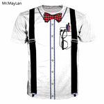 Fake Bib Bow Tie Glasses Pens Printed 3D T-shirt