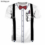 Fake Bib Bow Tie Glasses Pens Printed 3D T-shirt