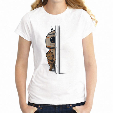Galaxy Baby Groot and BB8 Funny Star War Girl's T-shirt