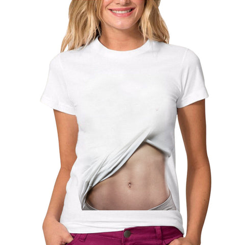 Fake Abs Print Women T-shirt