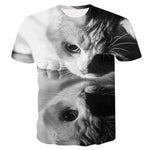 Women 3d Print Meow Black white Cat  TShirts