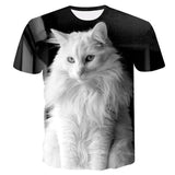 Women 3d Print Meow Black white Cat  TShirts