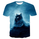 Women 3d Print Meow Black white Cat  TShirts