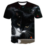 Women 3d Print Meow Black white Cat  TShirts