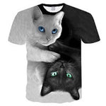 Women 3d Print Meow Black white Cat  TShirts