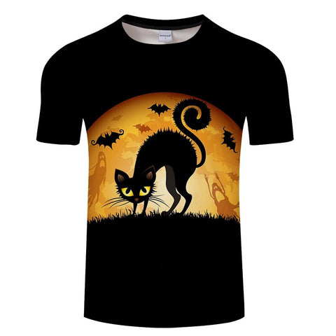Black Cat 3D Print Women T- shirt