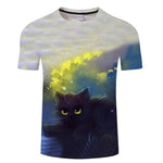 Black Cat 3D Print Women T- shirt