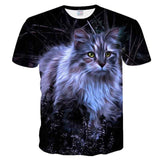 Women Casual Funny Off White Cat 3D T- Shirt