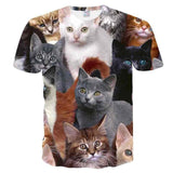 Women Casual Funny Off White Cat 3D T- Shirt