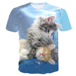 Women Casual Funny Off White Cat 3D T- Shirt