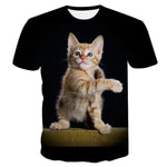 Women Casual Funny Off White Cat 3D T- Shirt