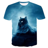 Women Casual Funny Off White Cat 3D T- Shirt