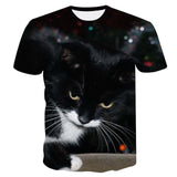 Women Casual Funny Off White Cat 3D T- Shirt