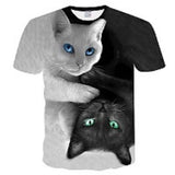 Women Casual Funny Off White Cat 3D T- Shirt