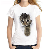 Women 3D cat Print Soft Women T-Shirt