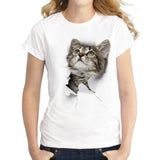 Women 3D cat Print Soft Women T-Shirt