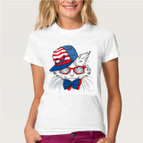 Cute Cartoon Cat Print Women T Shirt