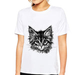 Cute Cartoon Cat Print Women T Shirt
