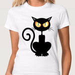 3D Cat Print White Soft Women T-Shirt