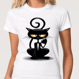 3D Cat Print White Soft Women T-Shirt